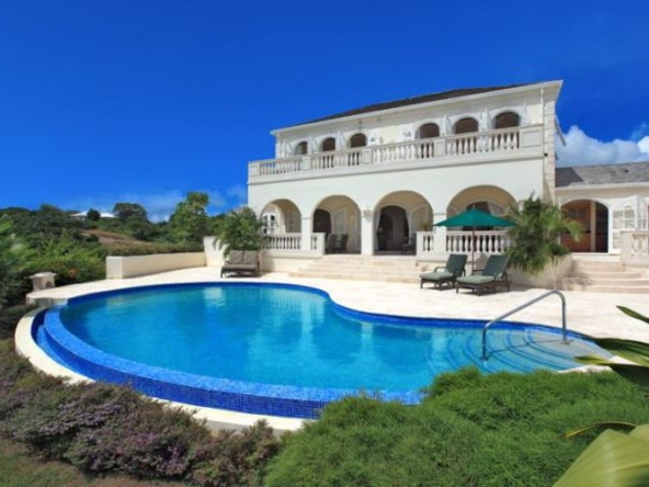 pool and exterior of Cherub House at the Royal Westmoreland Resort.