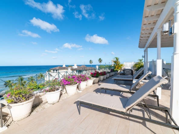 the sundeck of beachfront luxury penthouse Schooner Bay 305