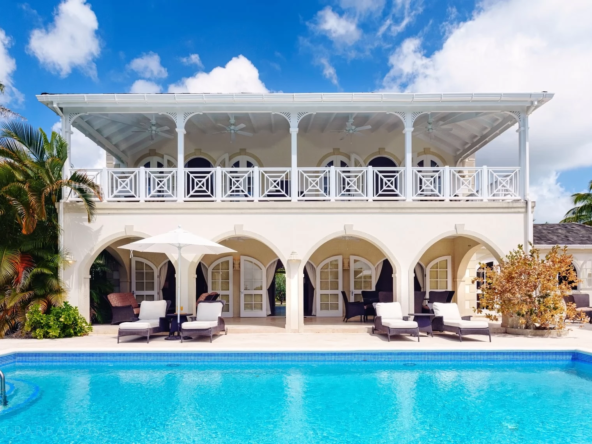 Luxury golf resort villa in Barbados, Ocean Drive 8 - large outfoor pool.