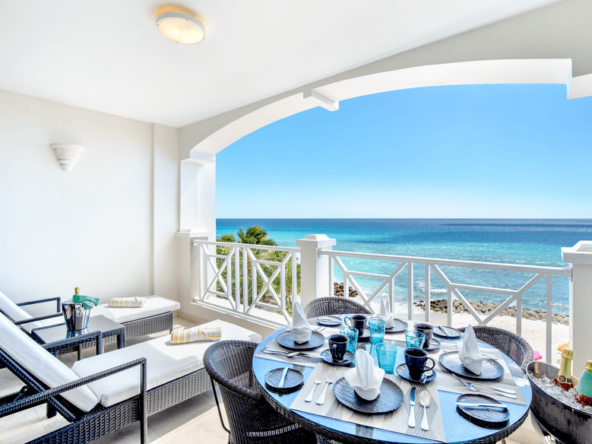 Breathtaking beachfront views from Apartment No. 505 at O2 Beach Club & Spa, capturing the essence of luxury living in Barbados.