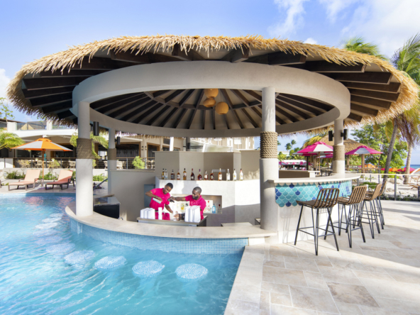 Exclusive pool area at O2 Beach Club & Spa, providing a private oasis for residents of Apartment No. 509 in Barbados.