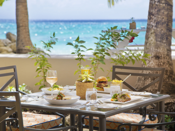 The restaurant at O2 Beach Club & Spa offers a gourmet dining experience, blending exquisite flavors with breathtaking ocean views in Barbados.