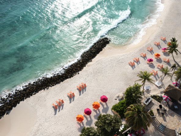 The pristine beach at O2 Beach Club & Spa beckons with its crystal-clear waters and soft white sands, offering the ultimate beachfront escape in Barbados.