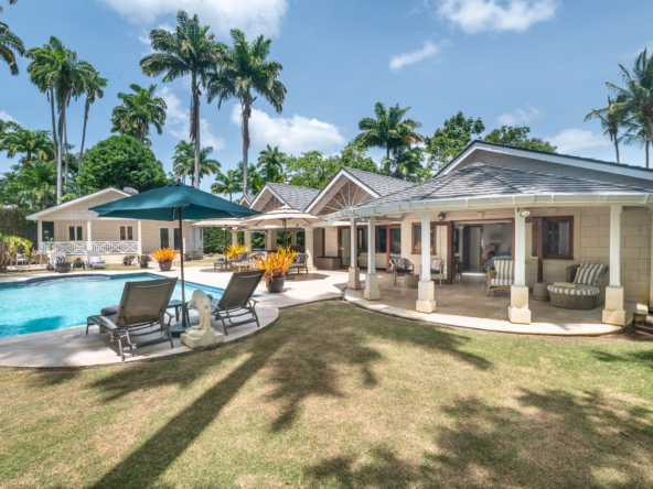 Queens Fort Pavilion: luxury home for sale in barbados outside pool view