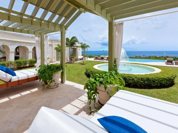 Fountain and view at luxury villa in Barbados, Marsh Mellow