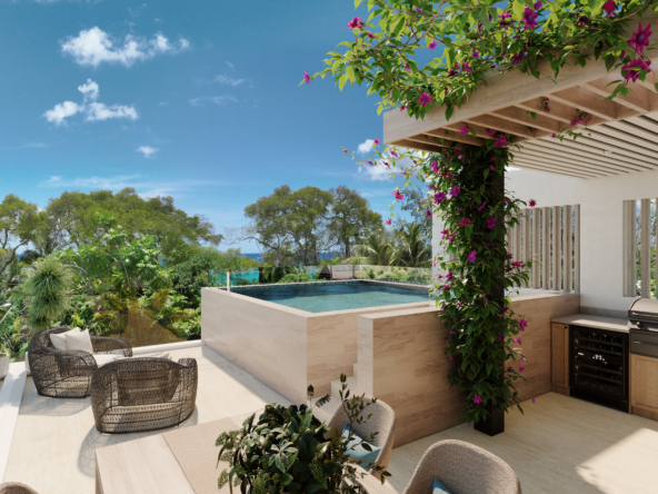 Sky pool on rooftop terrace at Stingray Villa, one of the beautiful 5 bedroom villas for sale at Callidora, Gibbs.