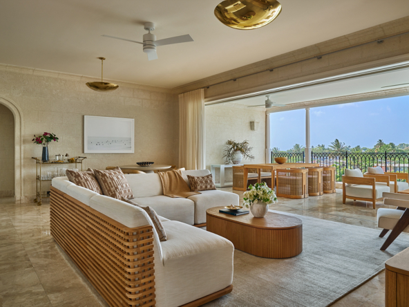 Neutral coloured living room at Pendry 301, Pendry Residences Barbados