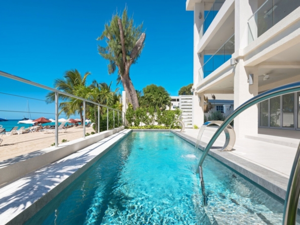 Swimming pool at modern oceanfront villa in Barbados, The Villa at the St. James.