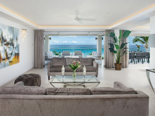 Living room with ocean view in Luxury Condominium