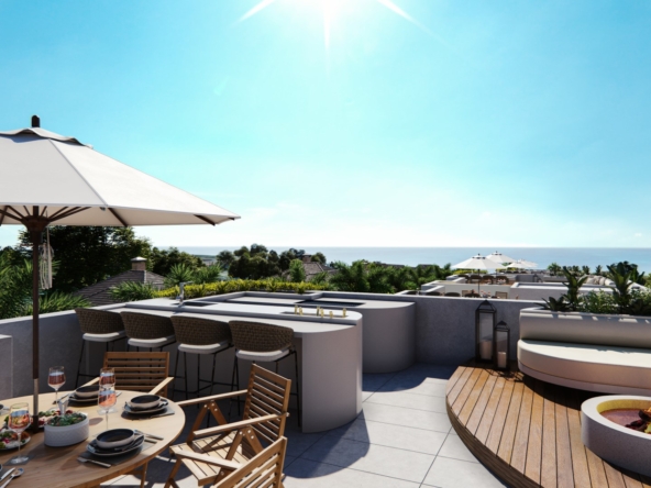 Exclusive pre-approved development for sale in Mount Standfast, Barbados featuring sea view villas, rooftop terraces, and private pools.